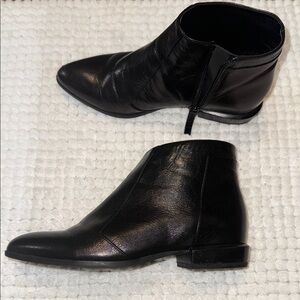Women's Black Leather Ankle Boots